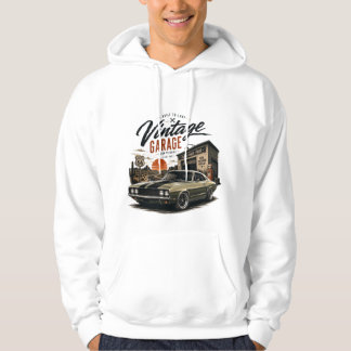 Vintage Mustang Route 66 Garage Sunset Graphic T-S Hoodie
