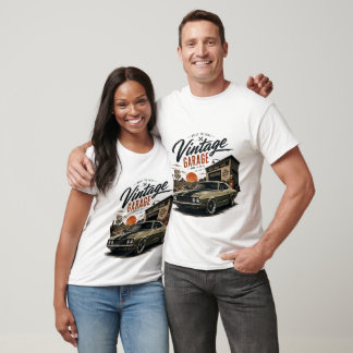 Vintage Mustang Route 66 Garage Sunset Graphic T-S T-Shirt