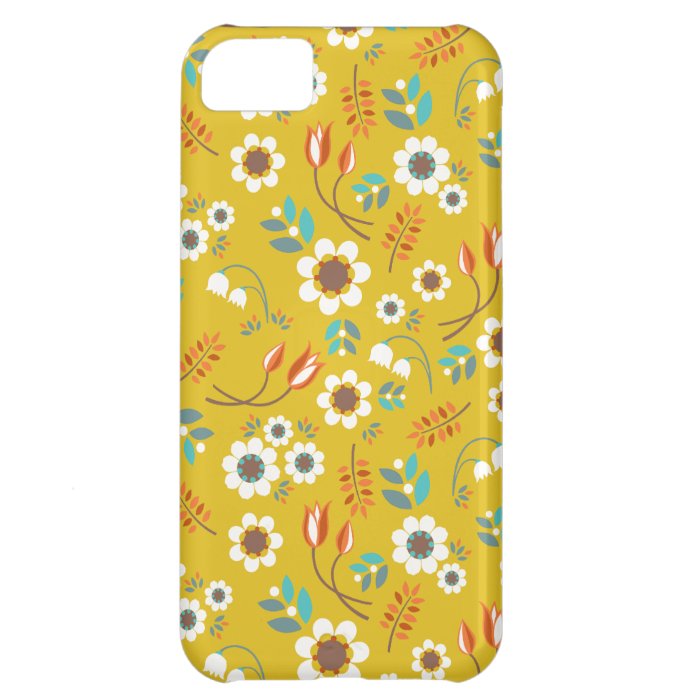 Vintage Mustard Yellow Floral Flowers Pattern Case For iPhone 5C