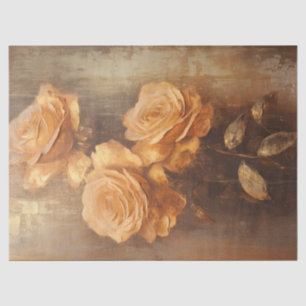 Vintage mustard yellow French roses dusty green Tissue Paper