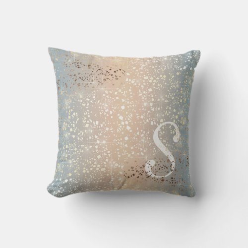 Vintage Muted 1920 Glam Gold Star Foil Sparkle Throw Pillow