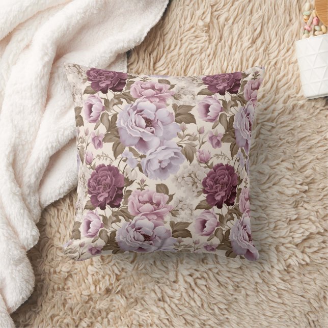 Vintage muted floral design throw pillow (Blanket)