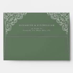 Vintage Muted Green Vines Ornament Frame Elegant Envelope