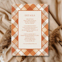 Vintage Muted Orange Plaid Gingham Wedding Details