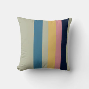 Vintage Muted Rainbow Stripes Throw Pillow