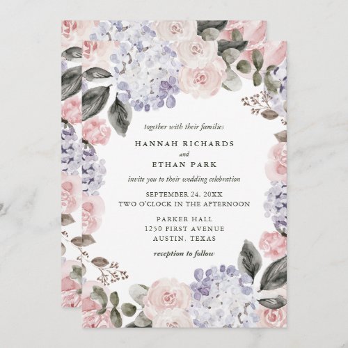 Vintage Muted Watercolor Floral  Wedding Invitation