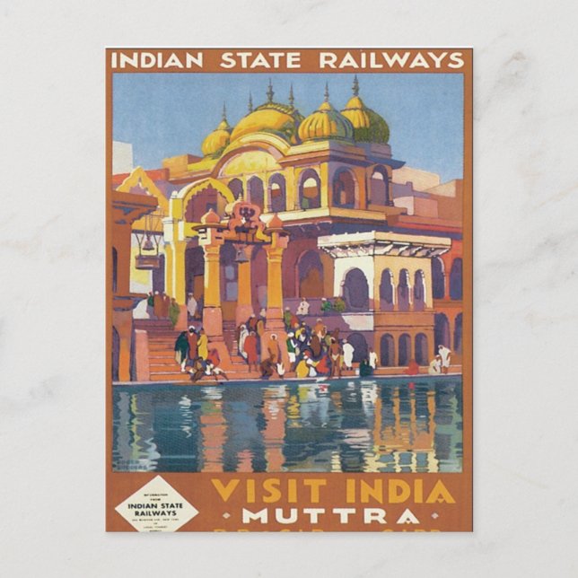 Vintage Muttra Mathura India Postcard (Front)