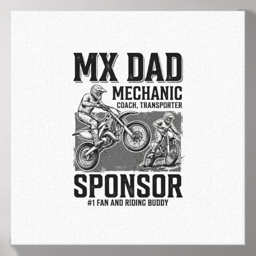 Vintage MX Dad Motocross Riding Buddy Shirt Design Canvas Photo Tile