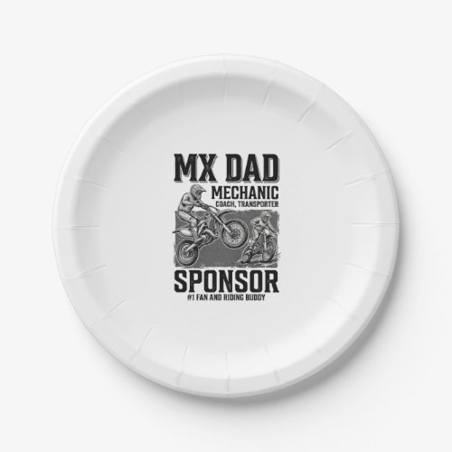 Vintage MX Dad Motocross Riding Buddy Shirt Design Paper Plates