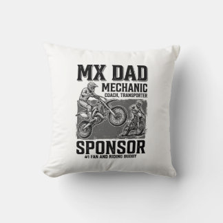 Vintage MX Dad Motocross Riding Buddy Shirt Design Throw Pillow