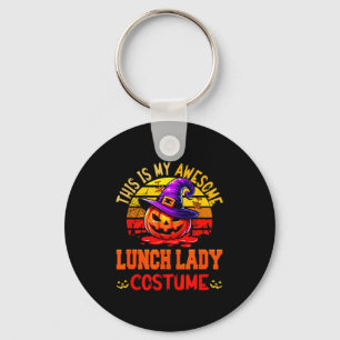 Vintage My Awesome Lunch Lady Costume Witch Carved Keychain