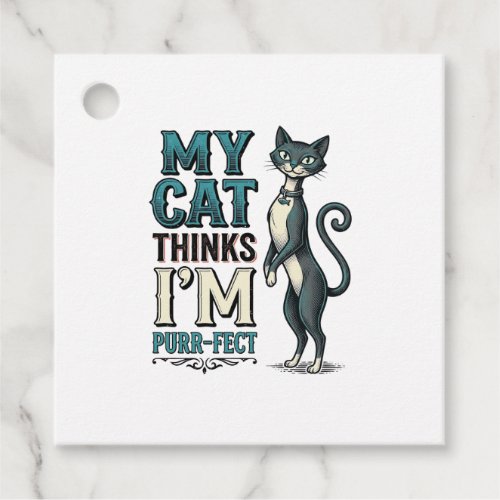 Vintage My Cat Thinks I’m Purr-Fect Cat Favor Tags