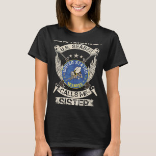 Vintage My Favorite US Seabee Veteran Calls Me Sis T-Shirt