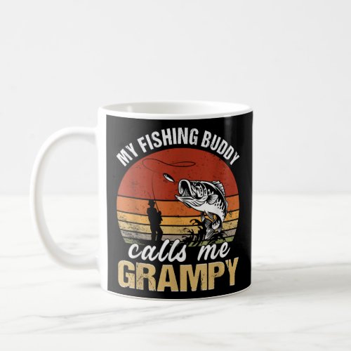 Vintage My Fishing Buddy Calls Me Grampy Family Fa Coffee Mug