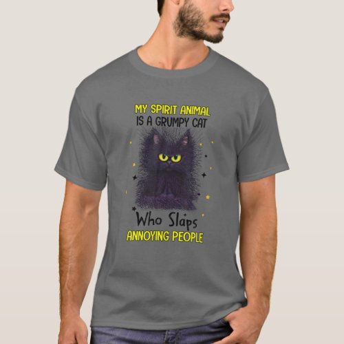 Vintage My Spirit Animal Is A Grumpy Funny Cat T_Shirt