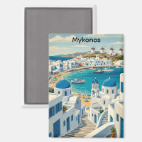 Vintage Mykonos Greece Architecture Windmills