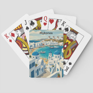 Vintage Mykonos Greece Architecture Windmills Poker Cards