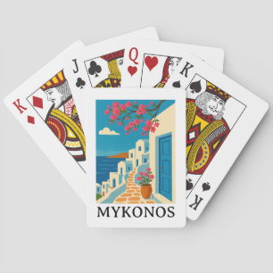 Vintage Mykonos Greece Travel - Colorful Art Poker Cards