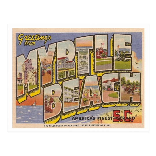 Vintage Myrtle Beach Postcard Zazzle Vintage Myrtle Beach Postcard