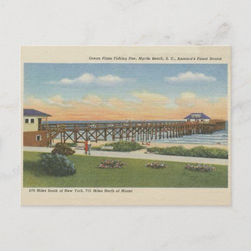 Vintage Myrtle Beach South Carolina Fishing Pier Postcard