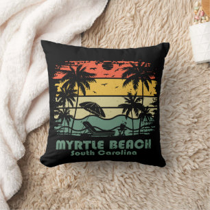 Vintage Myrtle Beach South Carolina Throw Pillow