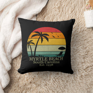 Vintage Myrtle Beach South Carolina Throw Pillow