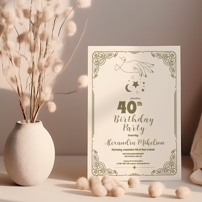 Vintage Mystical 40th Birthday Invitation (Creator Uploaded)