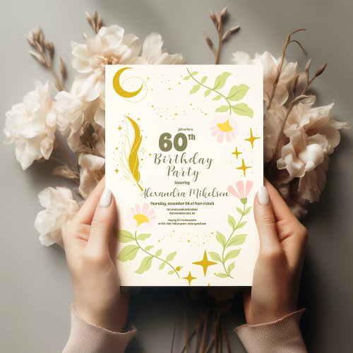 Vintage Mystical Botanic 60th Birthday Invitation