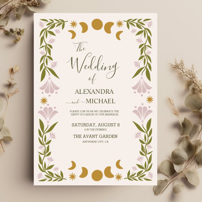Vintage Mystical Botanical Wedding Invitation (Creator Uploaded)