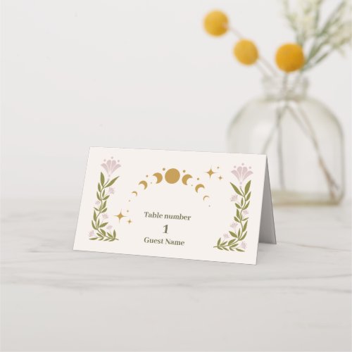 Vintage Mystical Botanical Wedding Place Card