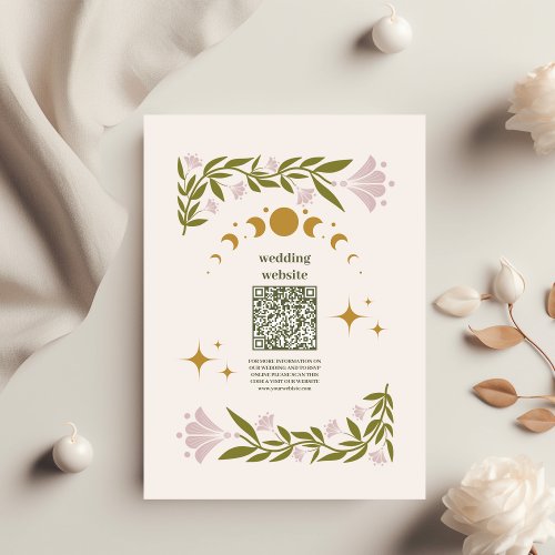 Vintage Mystical Botanical Wedding QR Code Enclosure Card