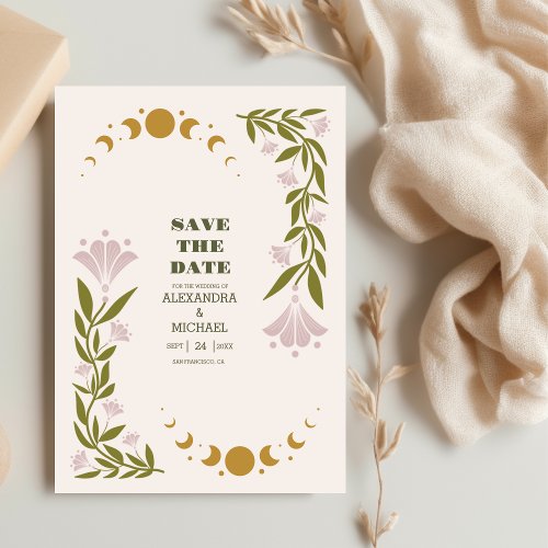 Vintage Mystical Botanical Wedding Save The Date
