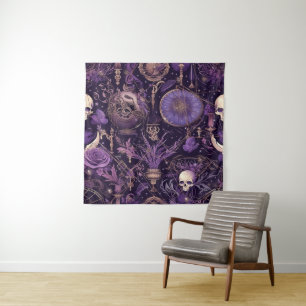 Vintage Mystical Purple Skull Tapestry