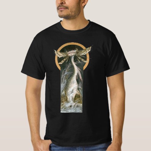 Vintage Mythology a Winged Dragon in the Ocean T_Shirt
