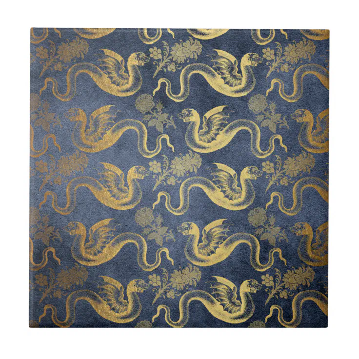 Vintage Mythology Fantasy Dragon Wallpaper Ceramic Tile | Zazzle