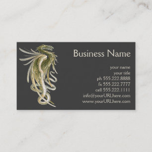 Vintage Mythology, Winged Dragon with a Snake Tail Business Card