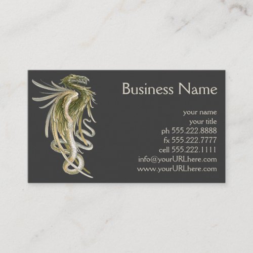 Vintage Mythology Winged Dragon with a Snake Tail Business Card