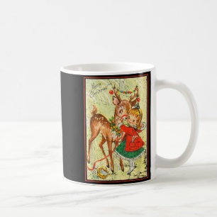 Vintage N Up Little Girl Reindeer Retro 1950s Chri Coffee Mug