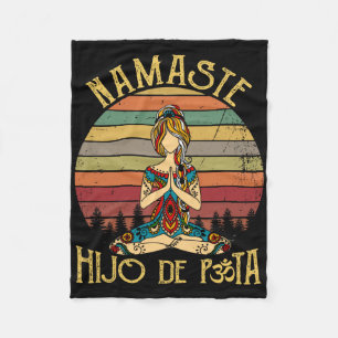 Vintage Namaste Hijo-de-puta Hippie Tattooed Girl Fleece Blanket