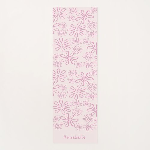  Vintage Name  Pink  Blush Floral Doodle Pattern Yoga Mat