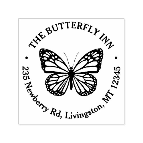 Vintage Name Return Address Butterfly Logo Self_inking Stamp