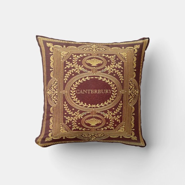 Vintage Named Tooled Leather Effect Throw Pillow (Front)