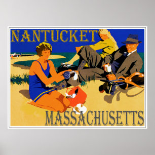 Vintage Nantucket Beach Scene Poster