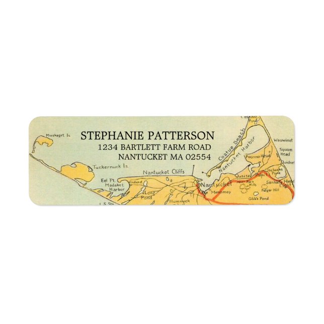 Vintage Nantucket Map Address Labels (Front)