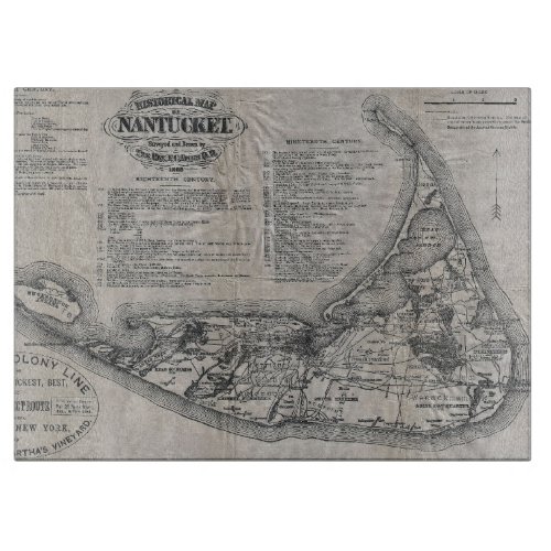 Vintage Nantucket Map Cutting Board