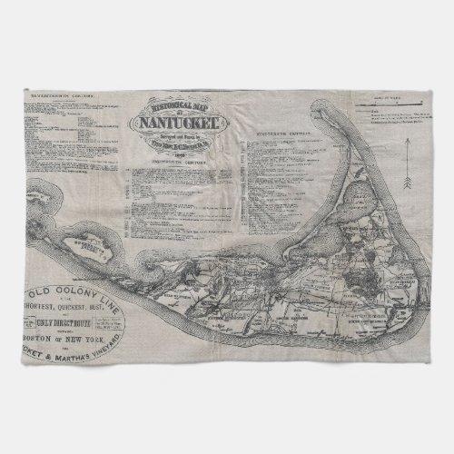 Vintage Nantucket Map Kitchen Towel