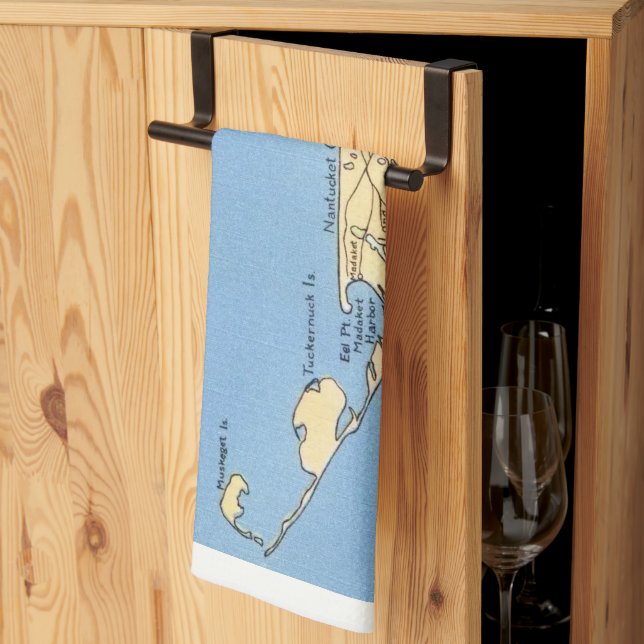 Vintage Nantucket Map  Kitchen Towel (Thirds Fold)