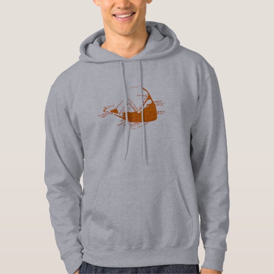 Vintage Nantucket Map, orange and red Hoodie
