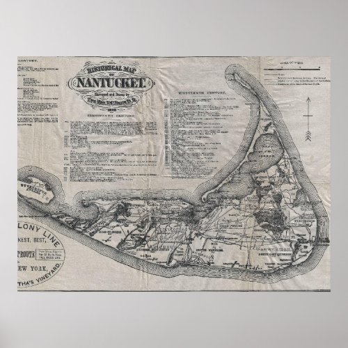 Vintage Nantucket Map Poster