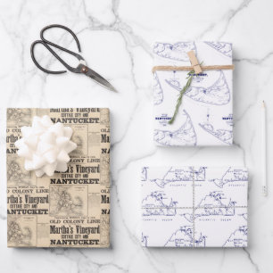 Vintage Nantucket, Martha’s Vineyard Wrapping Paper Sheets